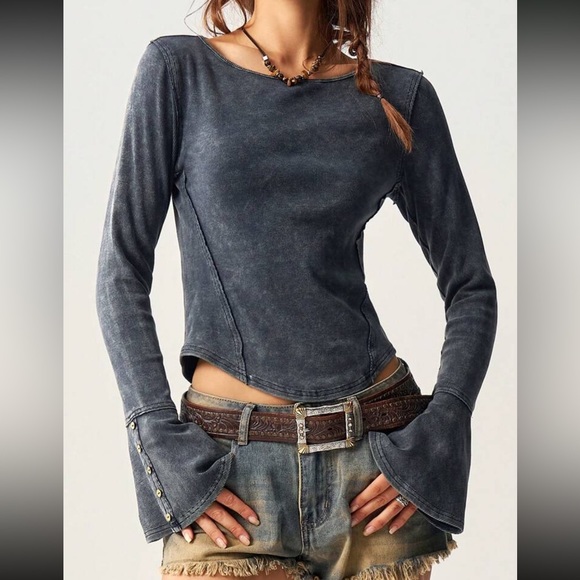 Boho cotton button sleeve detail blouse - Picture 5 of 8